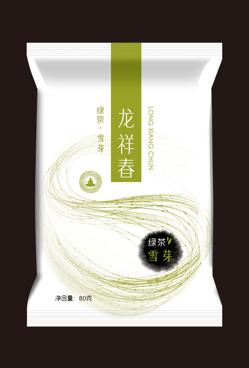 龍祥春綠茶茶葉包裝設(shè)計圖背面